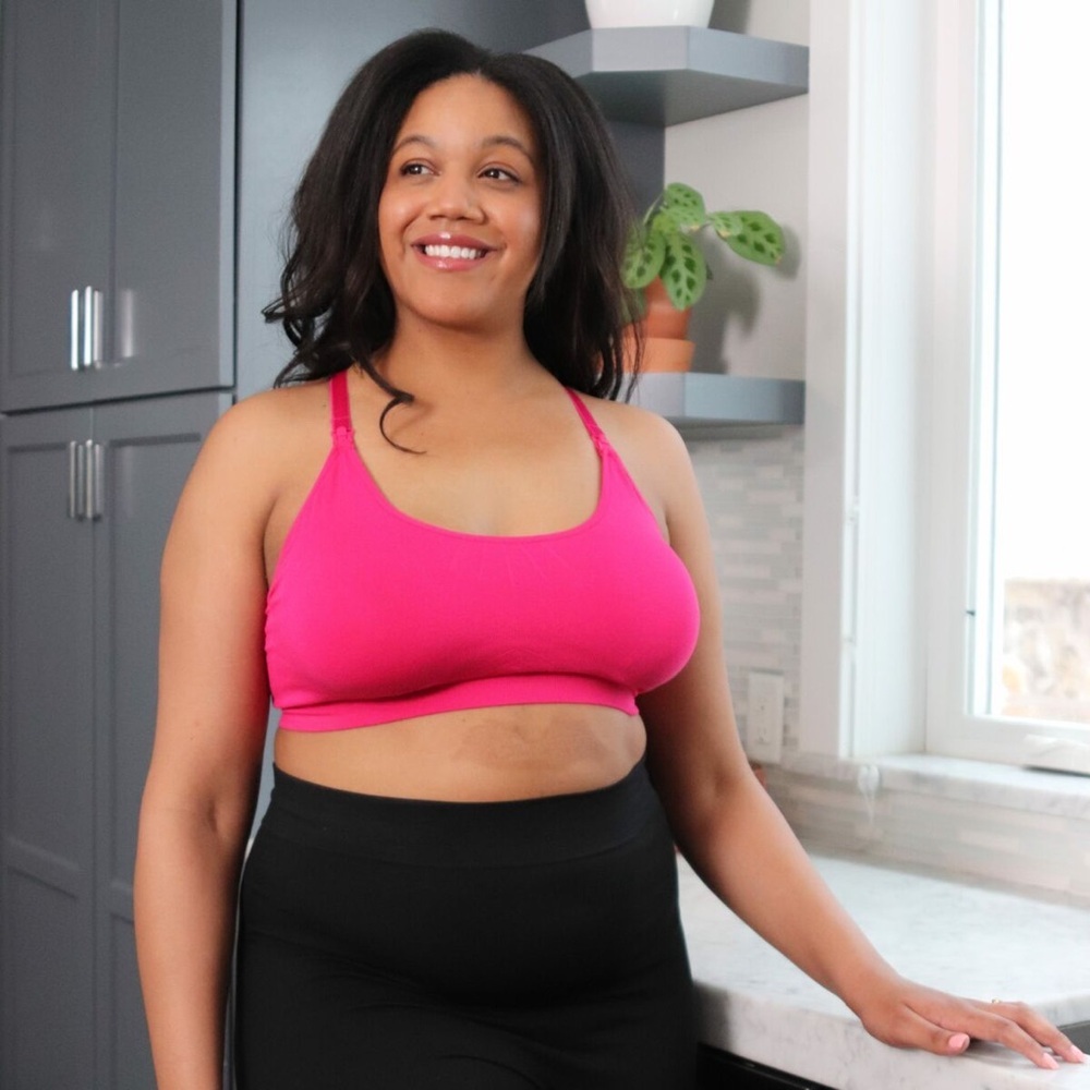 Bamboobies Yoga Nursing Bra Size Xl Fuchsia Pink Bamboo Soft Support